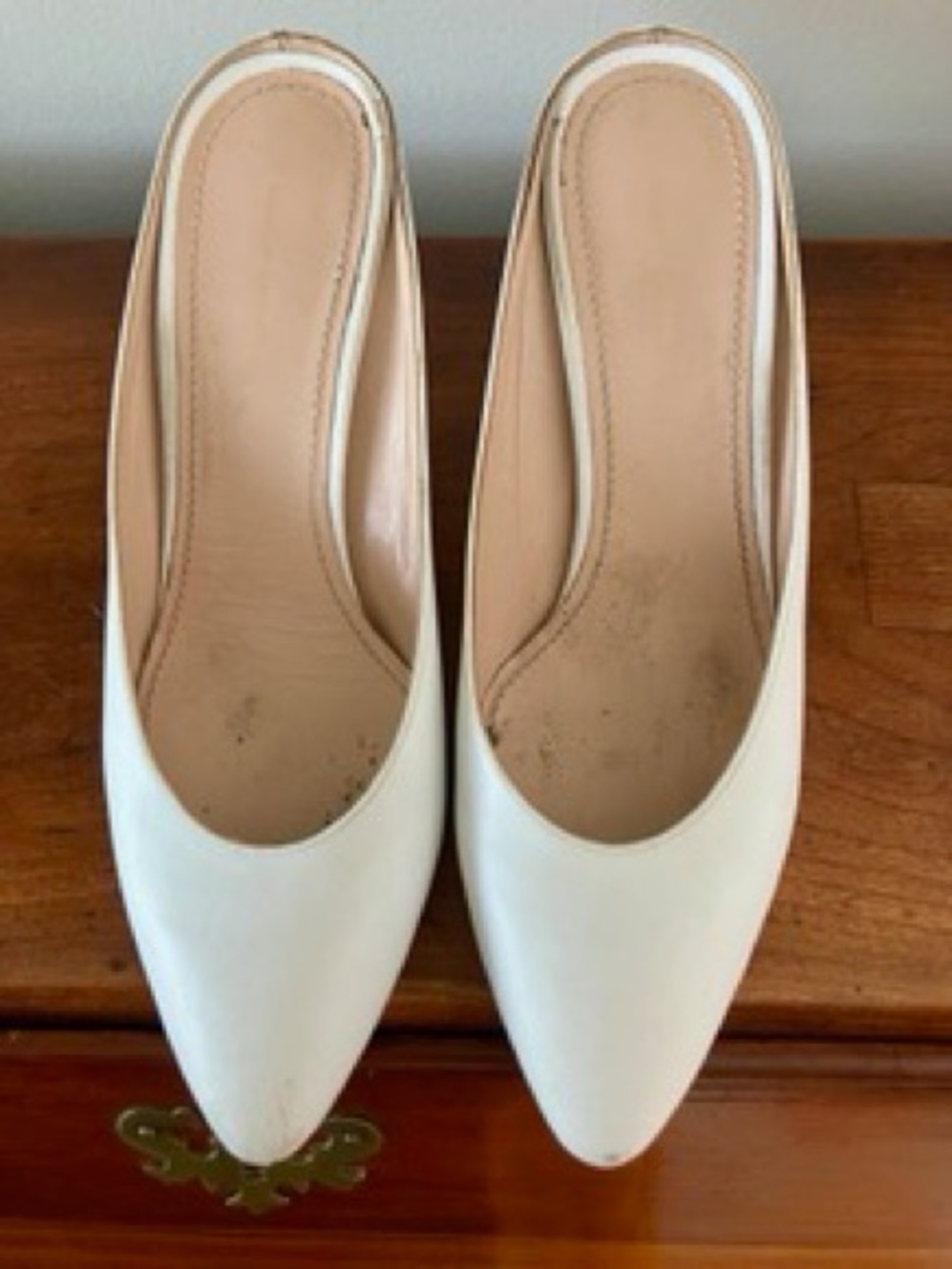 Mansur Gavriel White Pointed-Toe Slip-On Mules